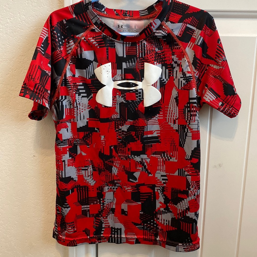 Boys UA red/black/gray/white shirt